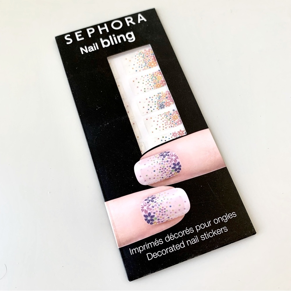 Colorful Floral Nail Bling Gems Decals Stick On Nail Art